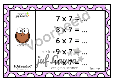 Lesmateriaal Bewegend leren - Wat mist er? - Tafel van 7 van auteur De klas van juf Laura slide 2