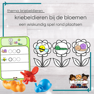 Lesmateriaal kriebeldieren bij de bloemen van auteur katrotje
