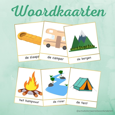 Lesmateriaal Camping - woordkaarten van auteur Nanny Melissa