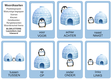 Lesmateriaal Thema winter : woordkaarten( BLOKLETTERS/leesletters lidwoor van auteur Juf Katy