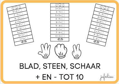 Lesmateriaal Blad, steen schaar + en - tot 10  van auteur Jufxlisa slide 1