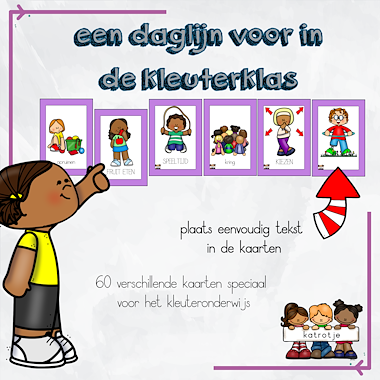 Lesmateriaal een daglijn voor in de kleuterklas (paarse rand) van auteur katrotje