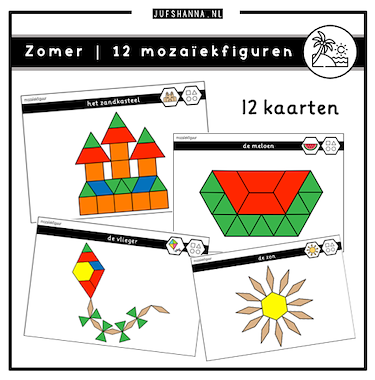 Lesmateriaal Thema zomer | Mozaïekfiguren van auteur Juf Shanna