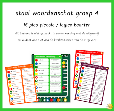 Lesmateriaal Staal woordenschat groep 4: 16 pico piccolo kaarten van auteur JufJoyceKuenen
