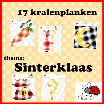 Lesmateriaal 17 kralenplankjes thema Sinterklaas van auteur juf Evelien