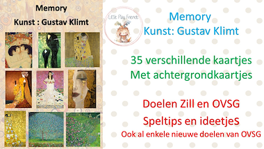 Lesmateriaal Memory - kunst - Gustav Klimt van auteur Little Play Friends slide 2