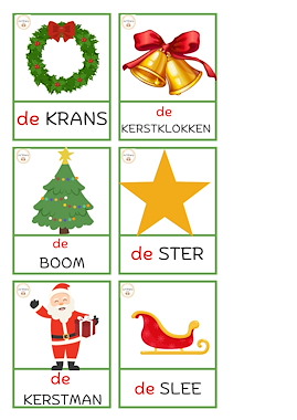 Lesmateriaal Woordkaarten Kerst/winter van auteur Juf Shany
