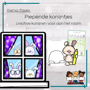 Lesmateriaal piepende konijntjes (creatieve konijnen voor aan het raam) van auteur katrotje