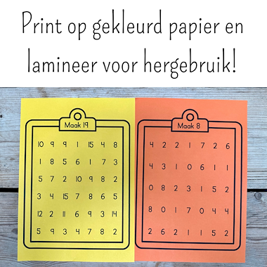 Lesmateriaal Maak... Rekenspel optellen plussommen rekenen tot en met 20 van auteur My Teacher Shares slide 3