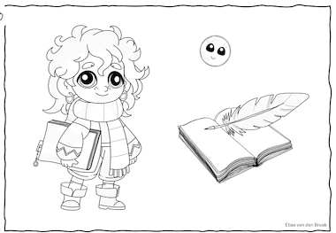 Lesmateriaal Kleurplaten bij 'De magische bibliotheek'  van auteur Lessen en Illustraties Elles slide 4