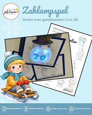 Lesmateriaal Winter - Zaklampspel - Getalbeelden t/m 20 van auteur De klas van juf Laura