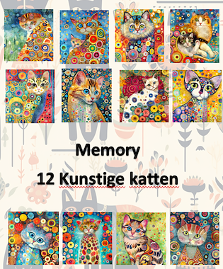 Lesmateriaal Memory - kunstige katten van auteur Little Play Friends
