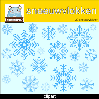Lesmateriaal 20 sneeuwvlokken clipart van auteur Samenspel