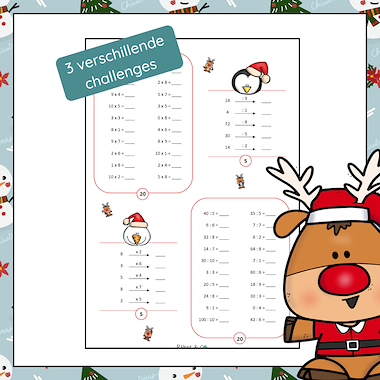 Lesmateriaal rekenchallenge Kerst maal en deel van auteur Raket en Co slide 2