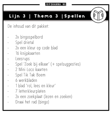 Lesmateriaal Lijn 3 | Thema 3 | Lees/spellenpakket van auteur Juf Shanna slide 3