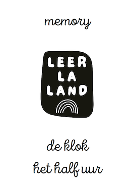 Lesmateriaal Memory - het half uur - analoog en digitaal van auteur LeerLaLand slide 1