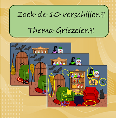 Lesmateriaal Zoek de 10 verschillen Halloween van auteur Jabbedabbedoe
