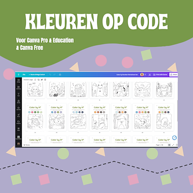 Lesmateriaal kleuren op code / kleuren op nummer Canva sjablonen van auteur Kelly Meeus slide 2