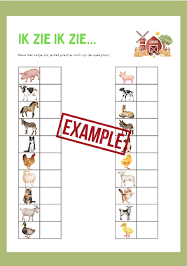 Ik zie...ik zie... werkblad over een zoekplaat
