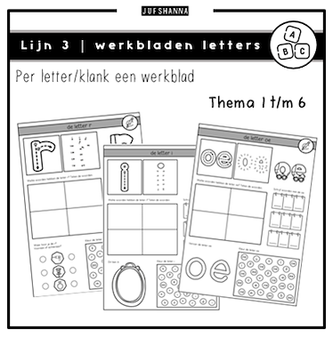 Lesmateriaal Lijn 3 | Werkbladen letters (thema 1 t/m 6) van auteur Juf Shanna
