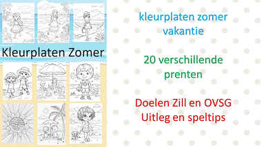 Lesmateriaal kleurplaten - zomer - vakantie - zon-zee-strand van auteur Little Play Friends