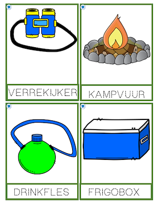 Lesmateriaal woordkaarten - thema kamperen  van auteur Juf Sofie
