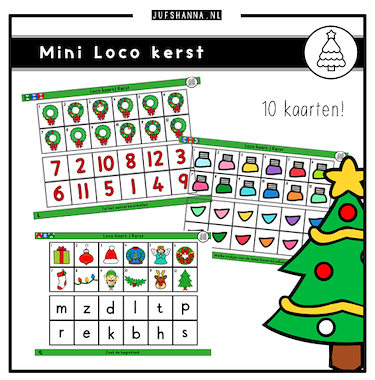 Lesmateriaal Thema kerst | Mini Loco kaarten van auteur Juf Shanna