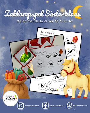 Lesmateriaal Sinterklaas - Zaklampspel - Tafel van 10 t/m 12 van auteur De klas van juf Laura