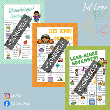 Lesmateriaal Leesbingo: groeiend pakket (elke maand een nieuwe bingo!) van auteur Juf Leen slide 2