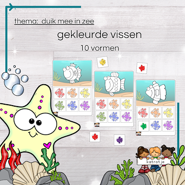 Lesmateriaal vissen in verschillende vormen en kleuren van auteur katrotje slide 1
