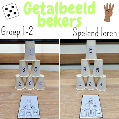 Lesmateriaal Getalbeelden bekers | kleuters spelend leren tellen rekenen van auteur My Teacher Shares slide 1