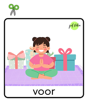 Lesmateriaal Pakjespret plaatsbegrippen van auteur Juf Nika slide 2