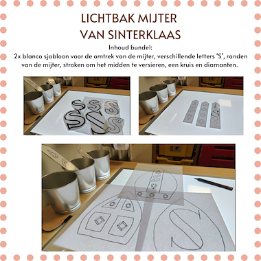 Lesmateriaal Lichtbak mijter voor Sint ontwerpen van auteur juf Vicky derde kleuterklas slide 1