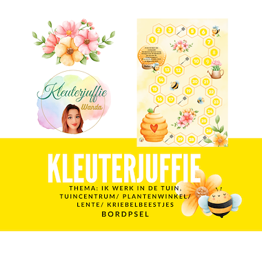 Lesmateriaal Kleuterjuffie, bordspel thema lente, tuin, kriebelbeestjes van auteur Kleuterjuffie