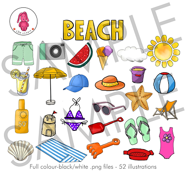 Lesmateriaal Zomer Clip art - Op het strand (rechtenvrij te gebruiken) van auteur LDN Clipart slide 2