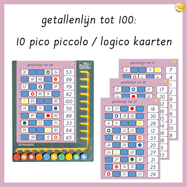 Lesmateriaal getallenlijn tot 100 - 10 pico piccolo kaarten van auteur JufJoyceKuenen