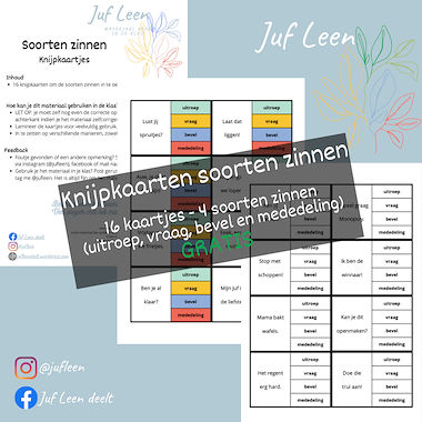 Lesmateriaal Knijpkaarten: soorten zinnen van auteur Juf Leen