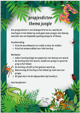 Lesmateriaal propjesdictee thema jungle van auteur Juf Kitty B slide 2