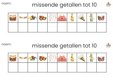 Lesmateriaal Missende getallen tot 10 bewegend leren carnaval van auteur de beweegjuf slide 2