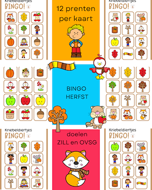 Lesmateriaal Bingo - lotto: thema herfst van auteur Little Play Friends slide 1