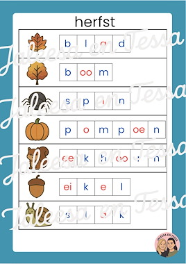 Lesmateriaal Voorbeeldkaarten letterblokjes van auteur Juf Jaleesa en juf Tessa slide 2