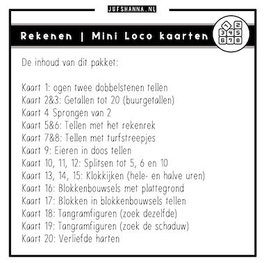 Lesmateriaal Rekenen | 20 Mini Loco kaarten van auteur Juf Shanna slide 2