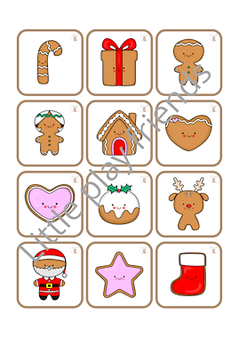 Lesmateriaal Memory kerstmis peperkoekjes van auteur Little Play Friends slide 2