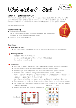 Lesmateriaal Sinterklaas - Wat mist er? - Getalbeelden t/m 6 van auteur De klas van juf Laura slide 2