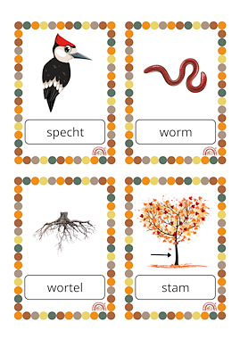 Lesmateriaal HERFST - Woordkaarten van auteur Juf Talia slide 1
