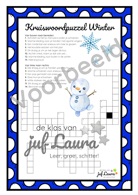 Lesmateriaal Winter - Kruiswoordpuzzel van auteur De klas van juf Laura slide 2