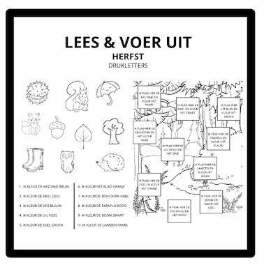 Lesmateriaal Lees & voer uit herfst (drukletters en leesletters van auteur Juf Sumeyye slide 2