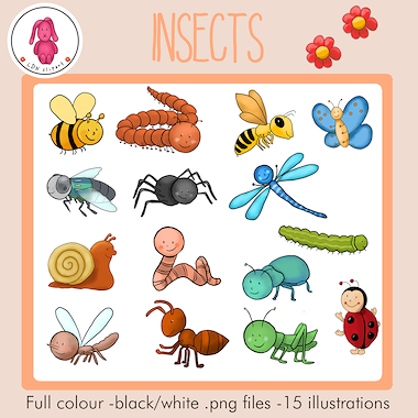 Lesmateriaal Insecten - Clip art (rechtenvrij te gebruiken) van auteur LDN Clipart