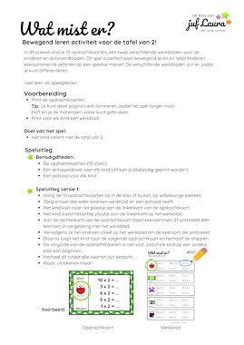Lesmateriaal Bewegend leren - Wat mist er? - Tafel van 2 van auteur De klas van juf Laura slide 4