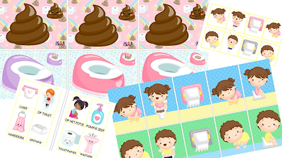 Lesmateriaal bundel op het potje / toilet of thema hygiëne van auteur Little Play Friends slide 3